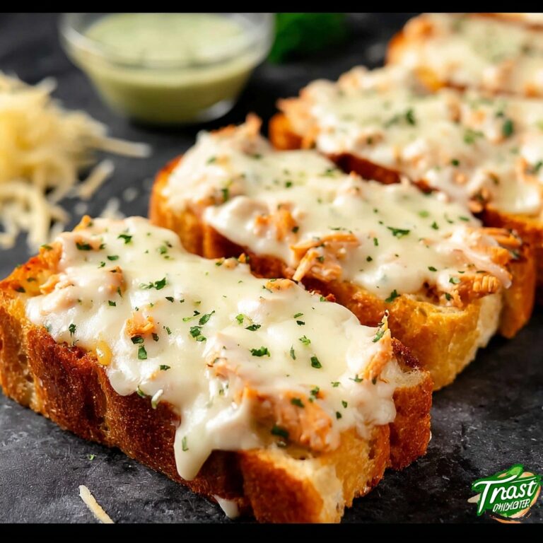 Creamy Chicken Alfredo Garlic Bread Recipe
