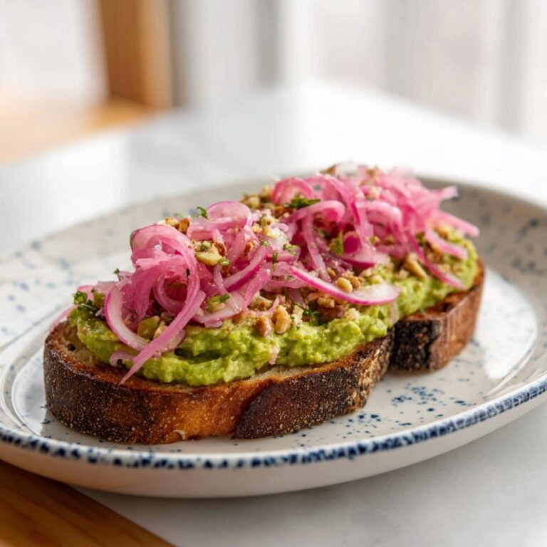 Cilantro Lime Edamame Toast with Pickled Onion Radish Salad Recipe