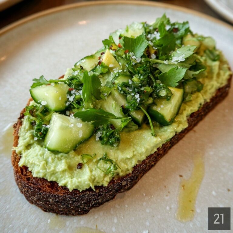 Smashed Cucumber Toast with Artichoke Edamame Spread Recipe