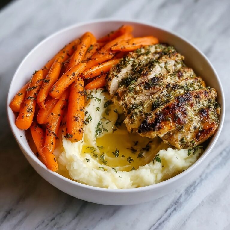Garlic Herb Chicken with Creamy Mash & Roasted Carrots Recipe