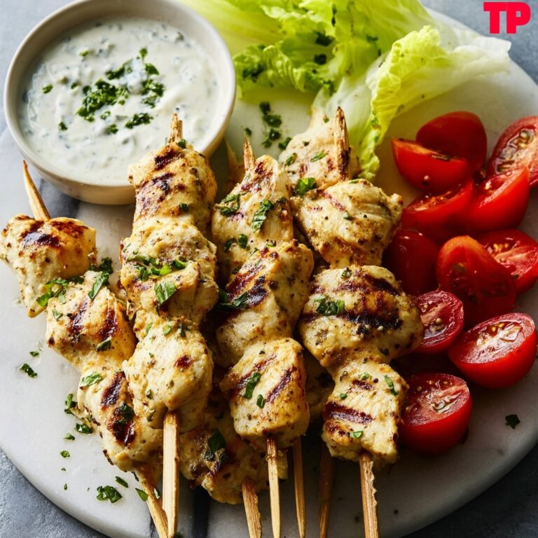 Grilled Chicken Souvlaki with Tzatziki and Fresh Veggies Recipe