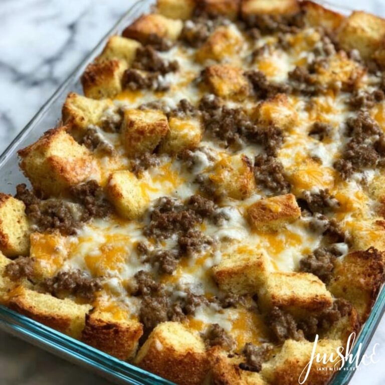 Croissant Breakfast Casserole with Savory Sausage and Cheddar Recipe
