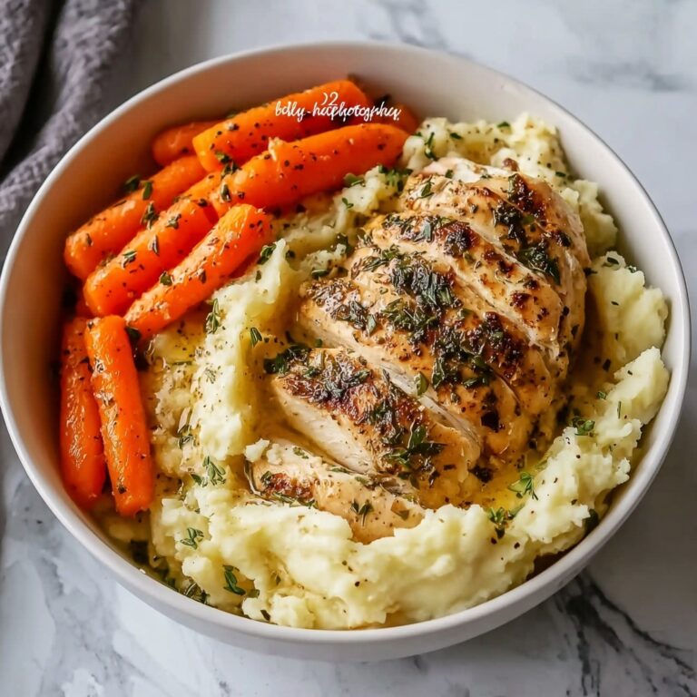 Garlic Herb Chicken with Creamy Mashed Potatoes & Roasted Carrots Recipe