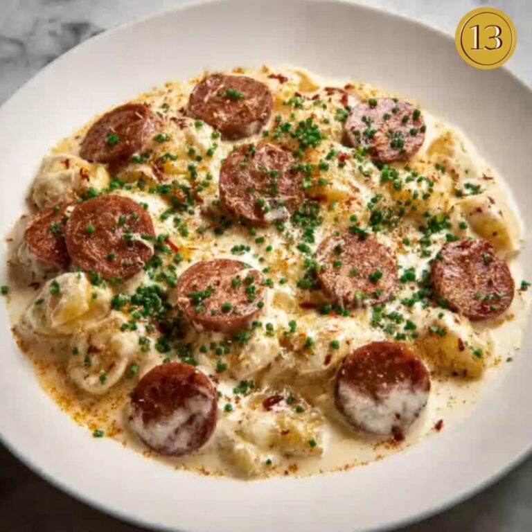 Crockpot Pierogi Casserole with Kielbasa Recipe