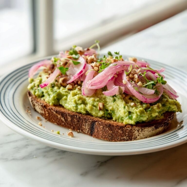 Cilantro Lime Edamame Toast with Pickled Onion Radish Salad Recipe