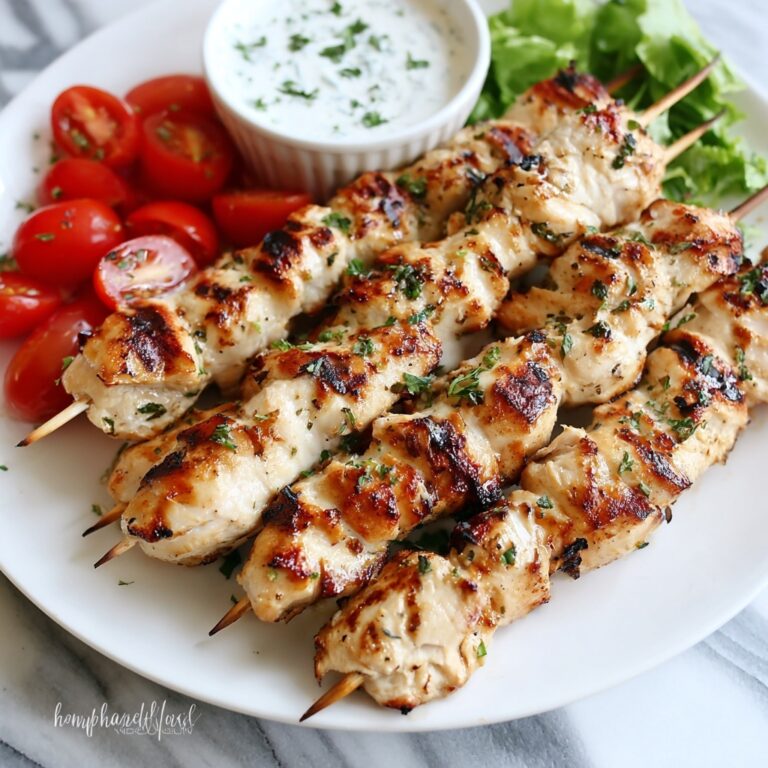 Grilled Chicken Souvlaki with Tzatziki and Fresh Vegetables Recipe