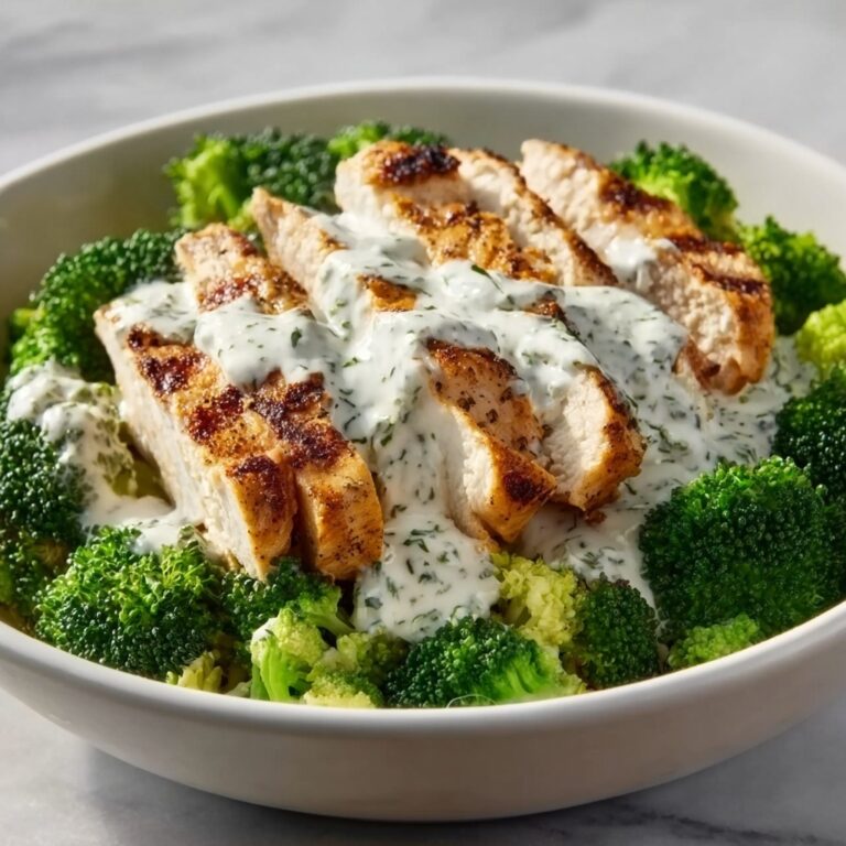 Grilled Chicken Broccoli Bowls with Creamy Garlic Sauce Recipe