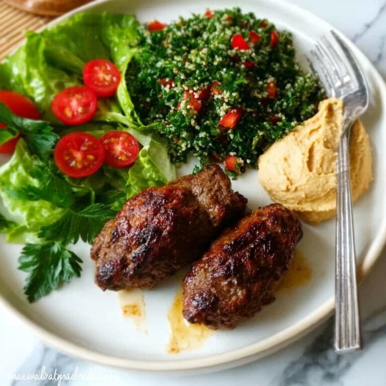 Lamb Kofta with Fattoush Salad and Hummus Recipe