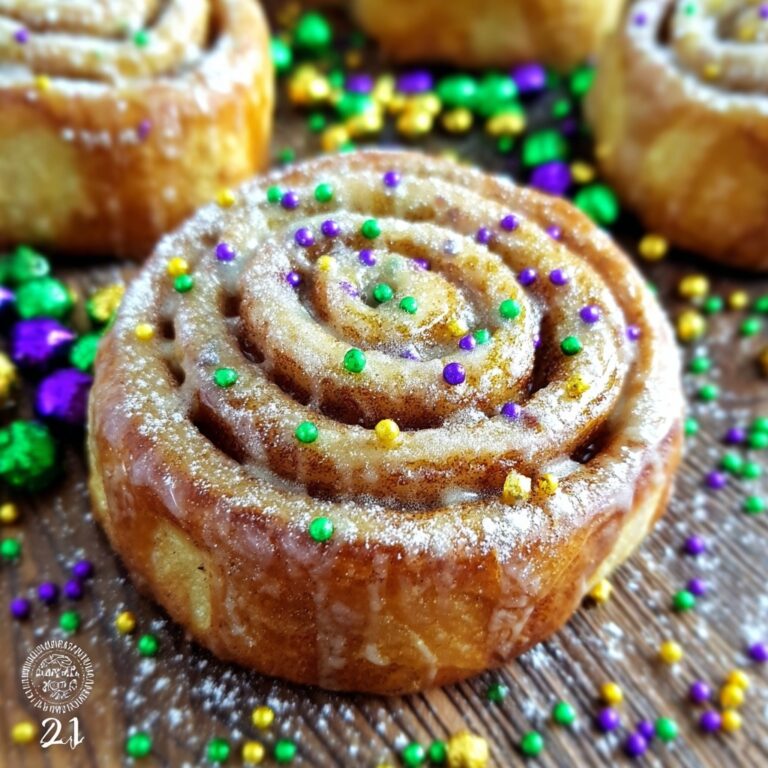 Easy Mardi Gras Cinnamon Rolls with Two-Ingredient Dough Recipe