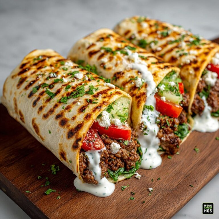 Greek Beef Wraps with Cucumber Feta Sauce Recipe