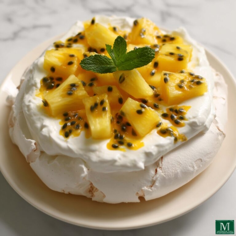 Vanilla Pavlova with Pineapple & Passion Fruit Recipe