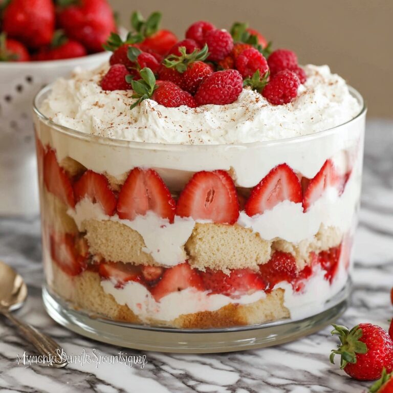 Strawberry Cherry Trifle with Homemade Custard and Fluffy Whipped Cream Recipe
