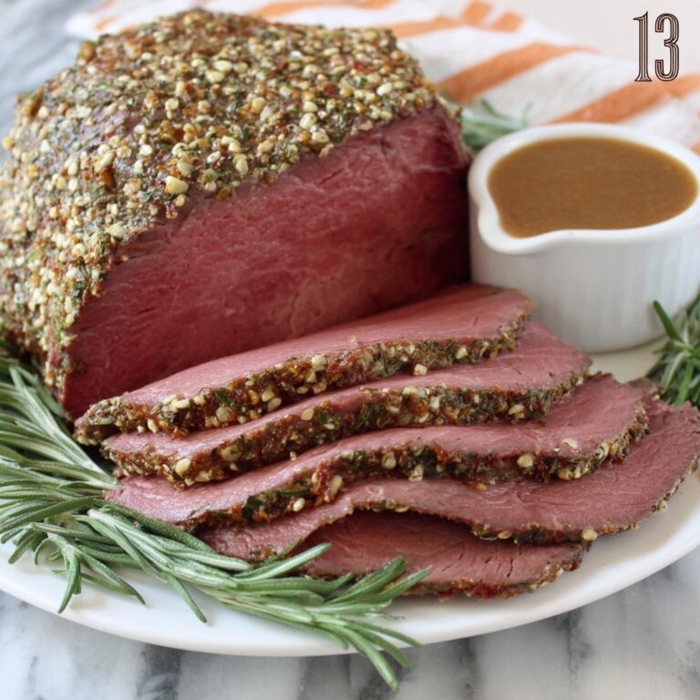 Herb Crusted Sirloin Tip Roast with Fennel Brown Gravy Recipe