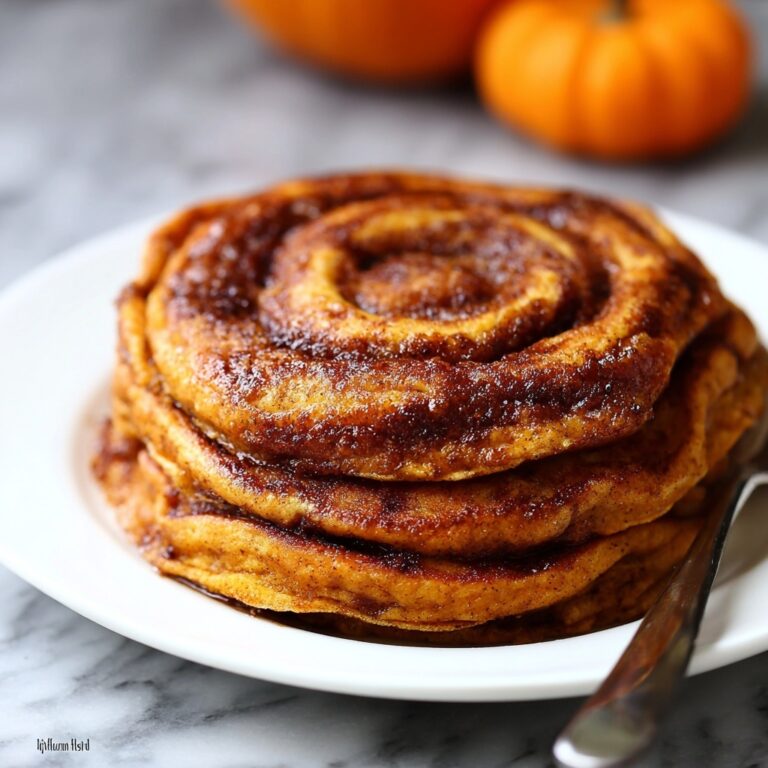 Pumpkin Cinnamon Roll Pancakes with Cream Cheese Glaze Recipe