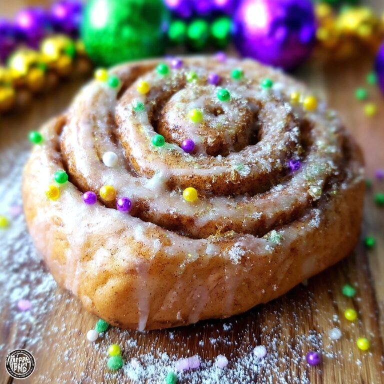 Easy Mardi Gras Cinnamon Rolls with Two Ingredient Dough Magic Recipe