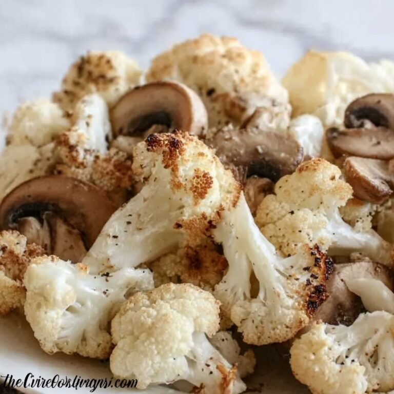 Garlicy Roasted Cauliflower & Mushrooms Recipe