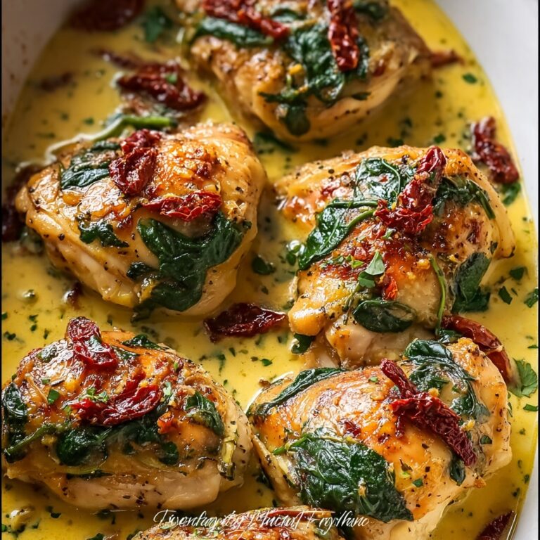 Smothered Baked Chicken with Creamed Spinach and Sun-Dried Tomatoes Recipe