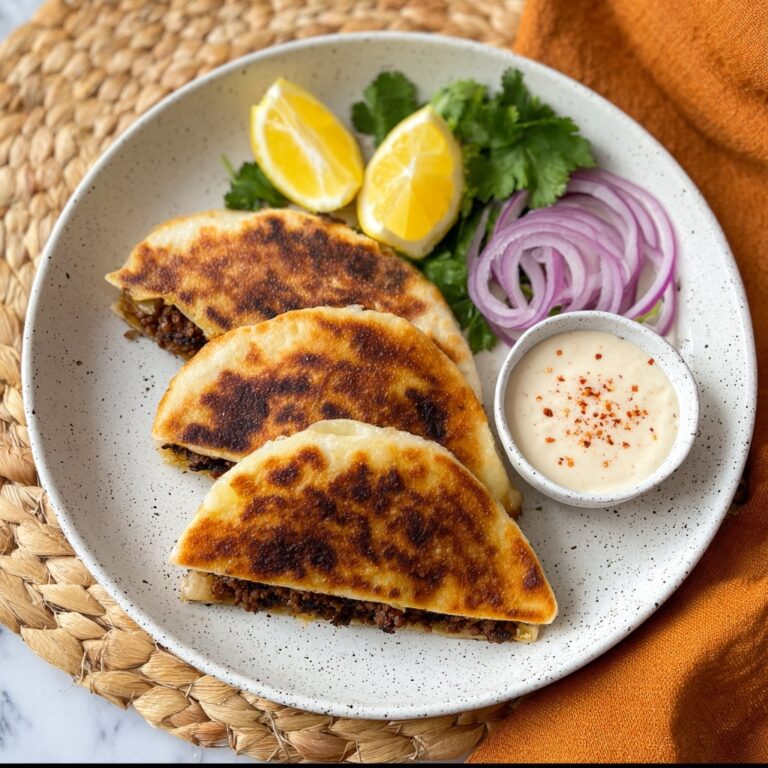 Stuffed Pita (Arayes) with Garlic-Tahini Dip and Pickled Onion Recipe