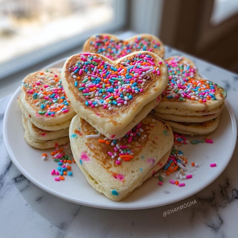 Rainbow Sprinkle Heart Pancakes Recipe