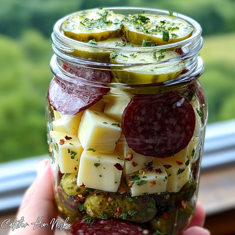 Easy Marinated Cheese Appetizer with Salami & Pickles Recipe