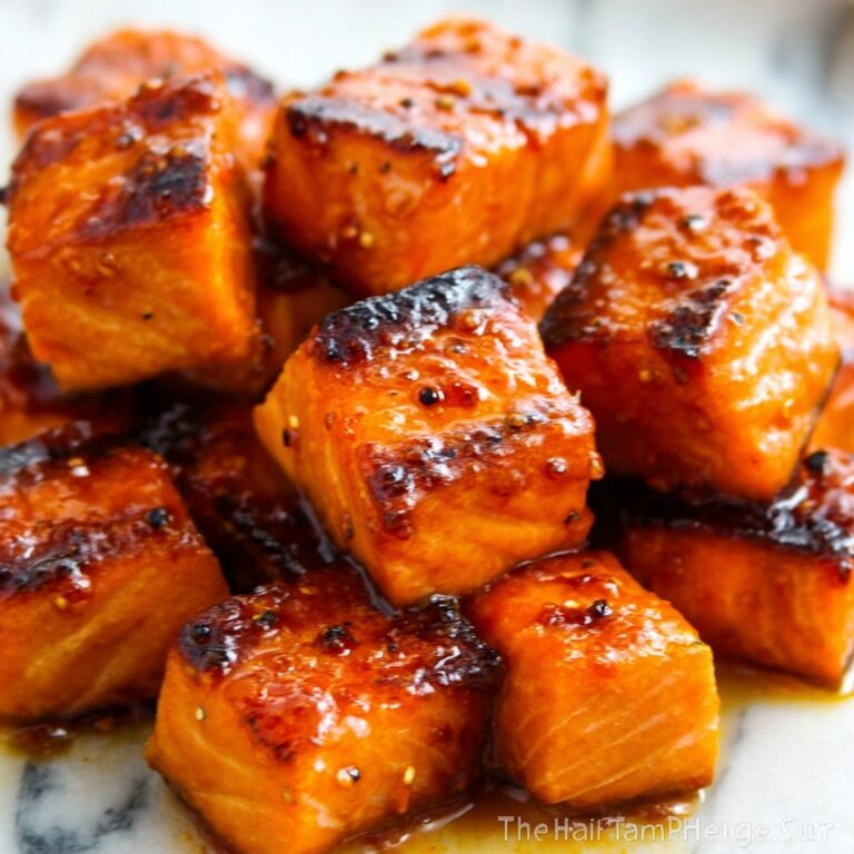 Pan-Seared Salmon Bites with Soy-Honey-Sriracha Glaze Recipe