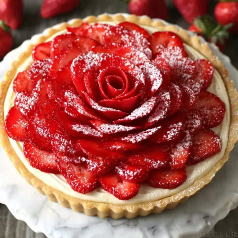 Strawberry Rose Tart with Custard Cream Recipe